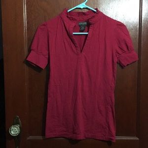 High neck short sleeve cotton shirt